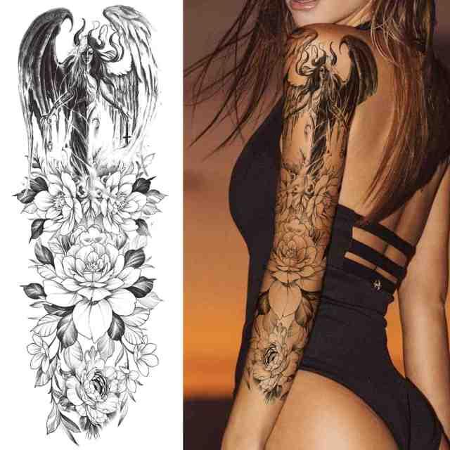 Realistic Full Arm Temporary Tattoos Sleeve Fake Tatoos Warrior Lion Tiger Flower Waterproof Tattoo Stickers For Womens Mens