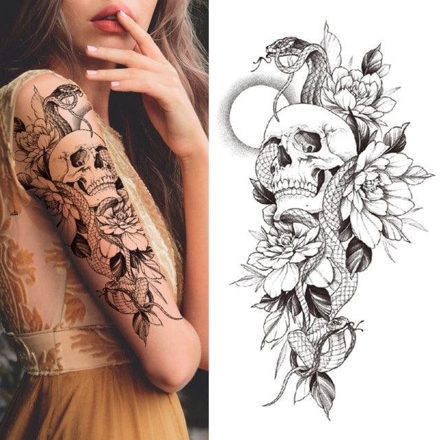 Realistic Full Arm Temporary Tattoos Sleeve Fake Tatoos Warrior Lion Tiger Flower Waterproof Tattoo Stickers For Womens Mens
