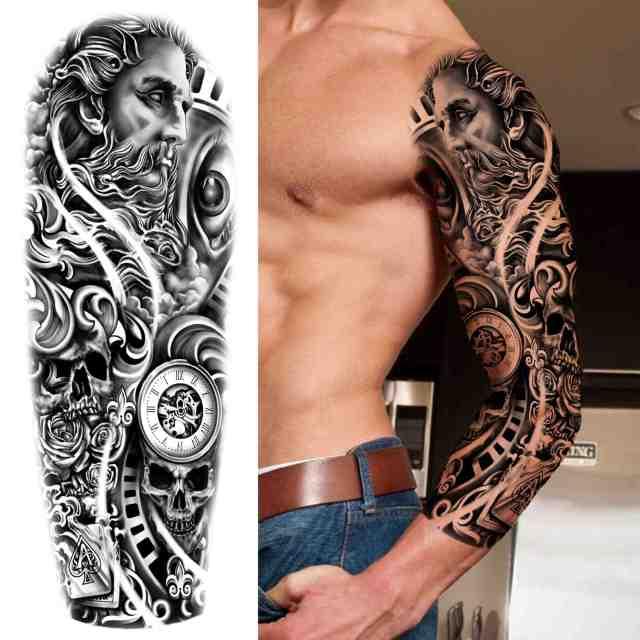 Realistic Full Arm Temporary Tattoos Sleeve Fake Tatoos Warrior Lion Tiger Flower Waterproof Tattoo Stickers For Womens Mens