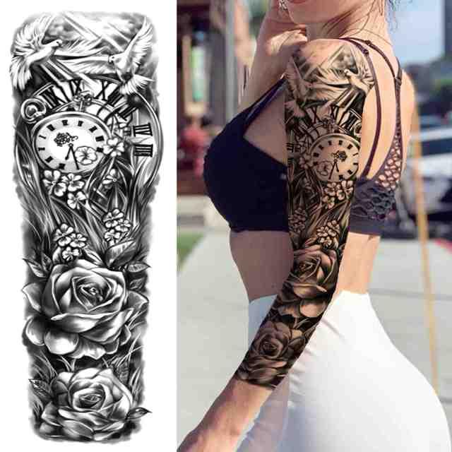 Realistic Full Arm Temporary Tattoos Sleeve Fake Tatoos Warrior Lion Tiger Flower Waterproof Tattoo Stickers For Womens Mens