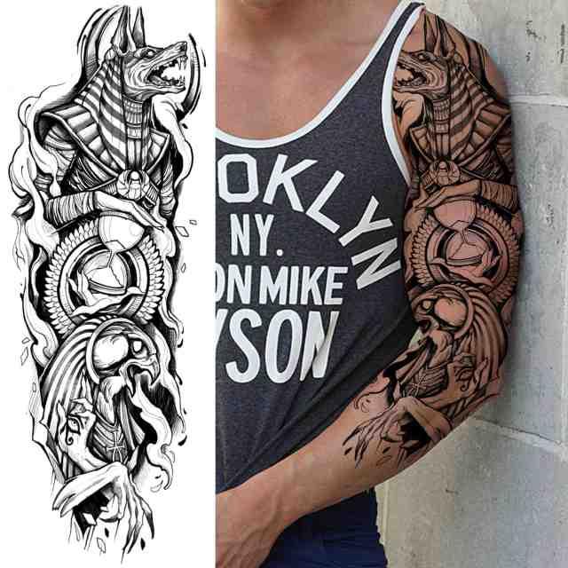 Realistic Full Arm Temporary Tattoos Sleeve Fake Tatoos Warrior Lion Tiger Flower Waterproof Tattoo Stickers For Womens Mens