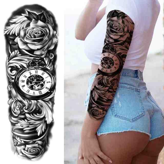 Realistic Full Arm Temporary Tattoos Sleeve Fake Tatoos Warrior Lion Tiger Flower Waterproof Tattoo Stickers For Womens Mens
