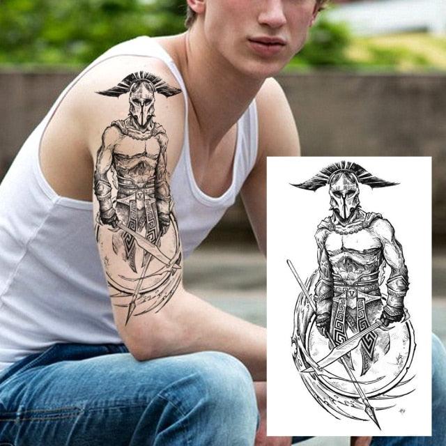 Realistic Lion Temporary Tattoo Black Warrior Sticker Waterproof Luxury Tattoo For Men Women