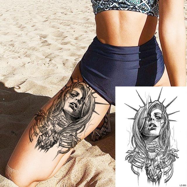 Realistic Lion Temporary Tattoo Black Warrior Sticker Waterproof Luxury Tattoo For Men Women