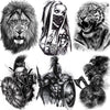 Realistic Lion Temporary Tattoo Black Warrior Sticker Waterproof Luxury Tattoo For Men Women