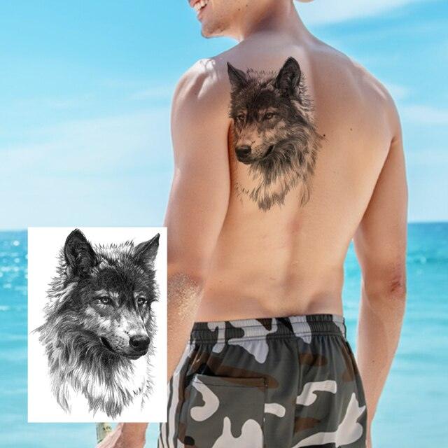 Realistic Lion Temporary Tattoo Black Warrior Sticker Waterproof Luxury Tattoo For Men Women