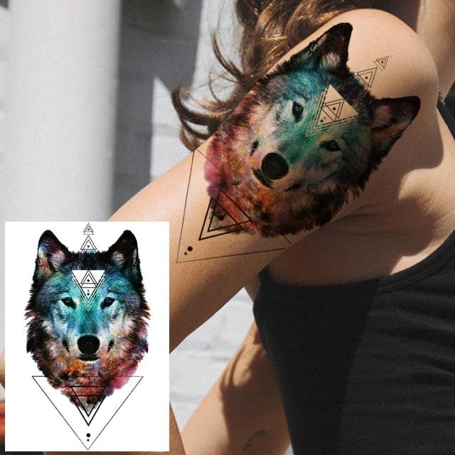 Realistic Lion Temporary Tattoo Black Warrior Sticker Waterproof Luxury Tattoo For Men Women