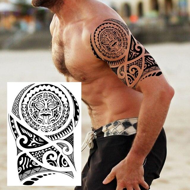 Realistic Lion Temporary Tattoo Black Warrior Sticker Waterproof Luxury Tattoo For Men Women