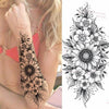Realistic Sketches Black Flowers Temporary Waterproof Flower Tattoos Modern Body Arm Drawing For Womens