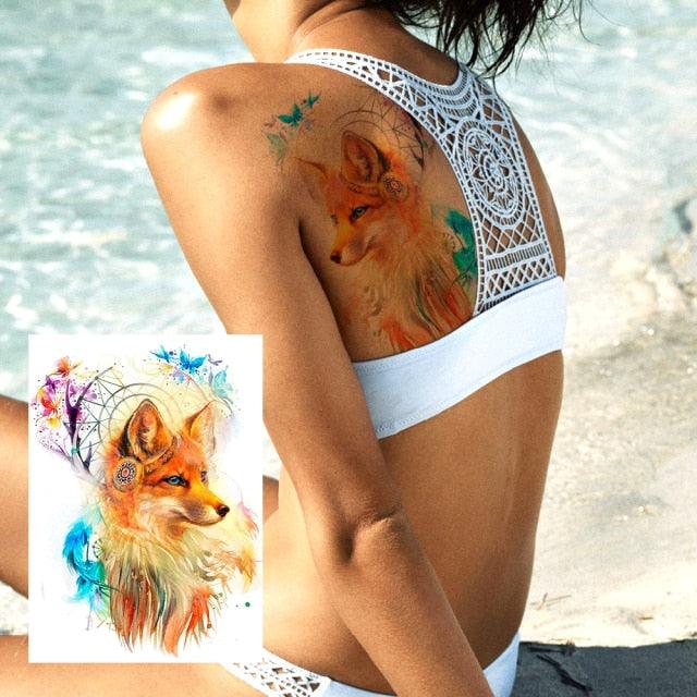 Realistic Tattoos Temporary Womens Flower Sticker Tattoos Waterproof Women Body Art Fake Legs Tattoo Stickers