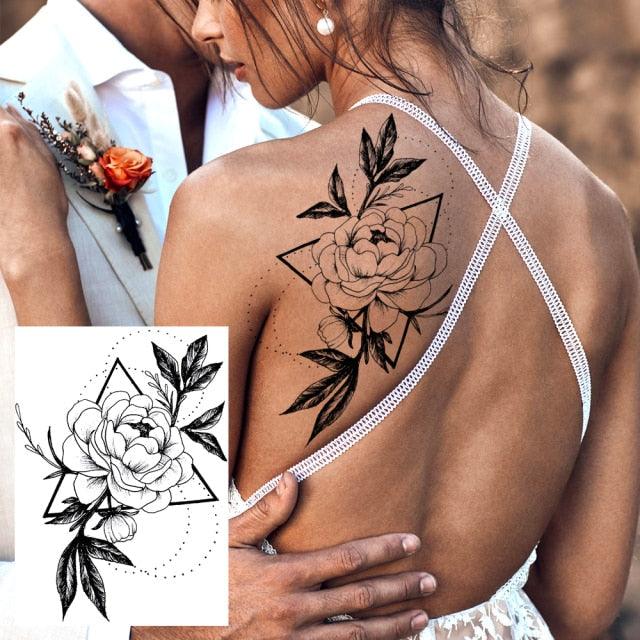 Realistic Tattoos Temporary Womens Flower Sticker Tattoos Waterproof Women Body Art Fake Legs Tattoo Stickers