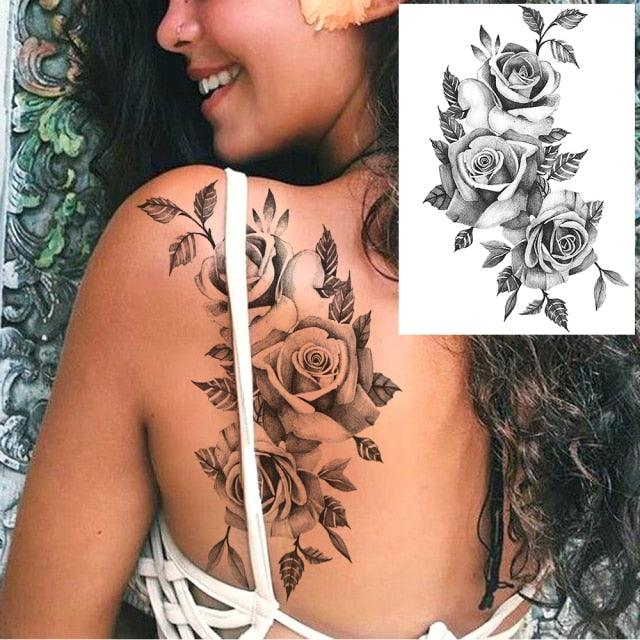 Realistic Tattoos Temporary Womens Flower Sticker Tattoos Waterproof Women Body Art Fake Legs Tattoo Stickers