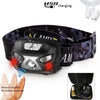 Rechargeable Adjustable  LED USB Headlight Powerfull Elastic High Lumens Headband Headlamp Motion Sensor Flashlight For Adults Kids Running Camping Hiking Camping
