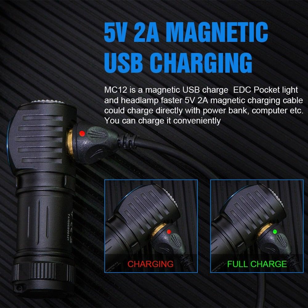 Rechargeable High Lumen Super Bright Powerful LED CREE XP-L HI  Flashlight Magnetic Water & Impact Resistant Handheld Flashlights  For Outdoor Camping Hiking Riding