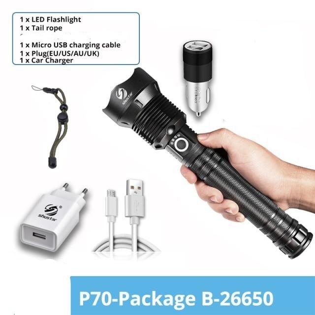Rechargeable LED Flashlights Waterproof Hnadheld Super Bright High Lumens  Zoomable Powerful Lamp Bead Flashlight Torch For Outdoor & Indoor Camping Running Fishing Hiking Lamp