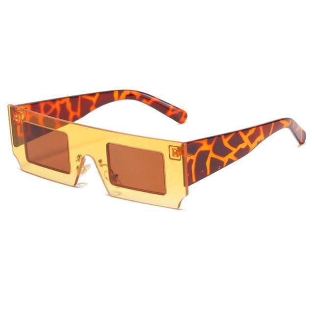 Rectangle Sunglasses for Women Retro Trendy Fashion Glasses Oval Lenses Narrow Thin Square Frame with UV400 Protection Decent Contrast Color Slice Box Style Glasses In Ocean Color  Sunglasses For Men & Women