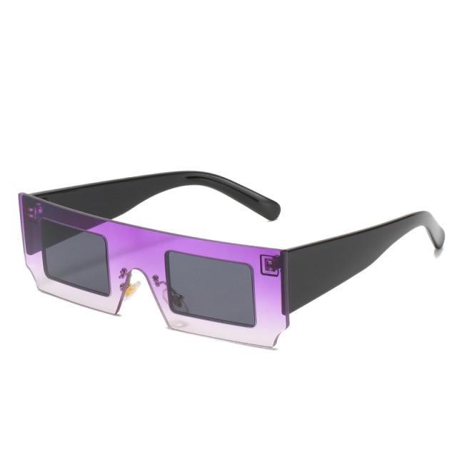Rectangle Sunglasses for Women Retro Trendy Fashion Glasses Oval Lenses Narrow Thin Square Frame with UV400 Protection Decent Contrast Color Slice Box Style Glasses In Ocean Color  Sunglasses For Men & Women