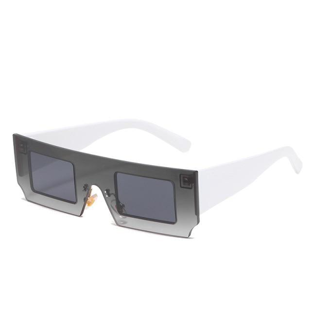 Rectangle Sunglasses for Women Retro Trendy Fashion Glasses Oval Lenses Narrow Thin Square Frame with UV400 Protection Decent Contrast Color Slice Box Style Glasses In Ocean Color  Sunglasses For Men & Women