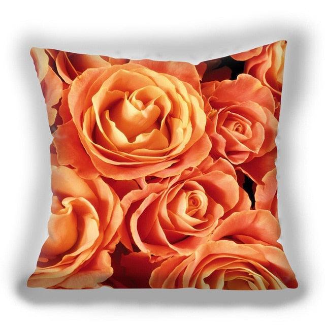 Red Flower Cushion Pillow Covers Love Pillow Covers Decorative Linen Square Couple Cushion Cases Home Decor Polyester Throw Pillow Case Super Soft Short Plush Cushion Cover Festive Home Decorative Cushions 45X45CM