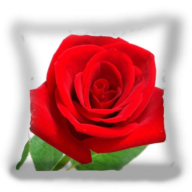 Red Flower Cushion Pillow Covers Love Pillow Covers Decorative Linen Square Couple Cushion Cases Home Decor Polyester Throw Pillow Case Super Soft Short Plush Cushion Cover Festive Home Decorative Cushions 45X45CM