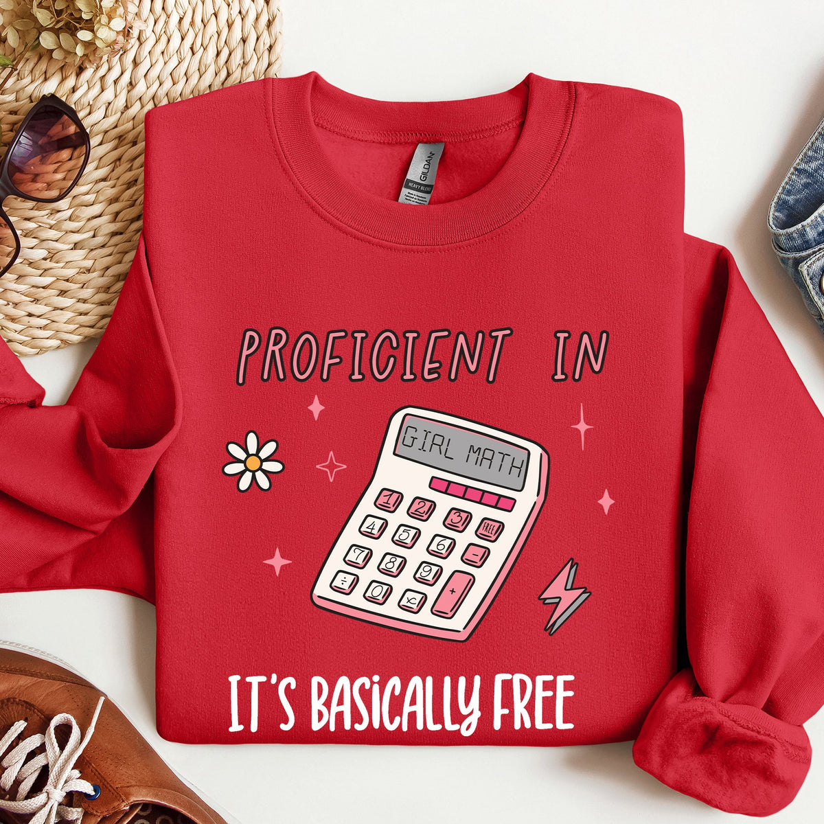 Girl Math Basically Free Calculator TikTok Quote About Spending Wisely For Laughs Sweatshirt