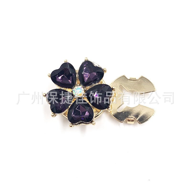 Rhinestone Button Covers | Crystal Flower Decorative Clips(MAC359)