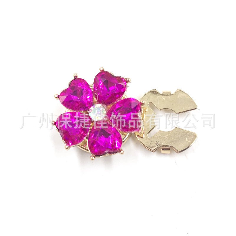 Rhinestone Button Covers | Crystal Flower Decorative Clips(MAC359)