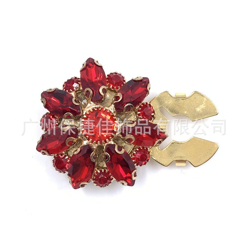 Rhinestone Button Covers | Crystal Flower Decorative Clips(MAC359)