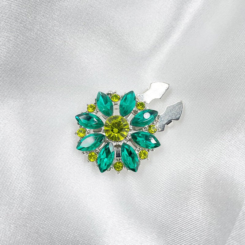 Rhinestone Button Covers | Crystal Flower Decorative Clips(MAC359)
