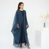 Rhinestone Ice Crinkle Batwing Sleeve Abaya Set(MOA237)