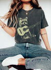 Raccoon Playing Guitar Music Design For Music Lovers Forest Critter Illustration Comfort Colors Tee