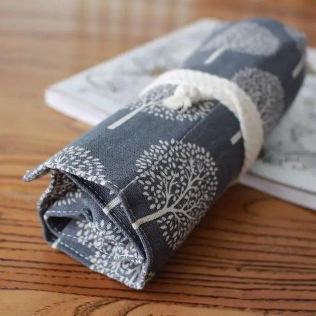 Roll Up Canvas Wrap Pencil Bag For Students Stylish Stationary Storage Pouch Unique Pencil Case For School