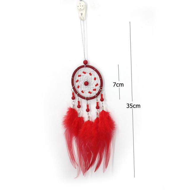 Romantic Dream Catcher Tree of Life Brown Native Handmade Traditional Dream Catcher Yin Yang 50" Long Home Decoration Feather Dream-catcher For Bedroom Wall Hanging Home Decor Wedding Party Blessing Gift