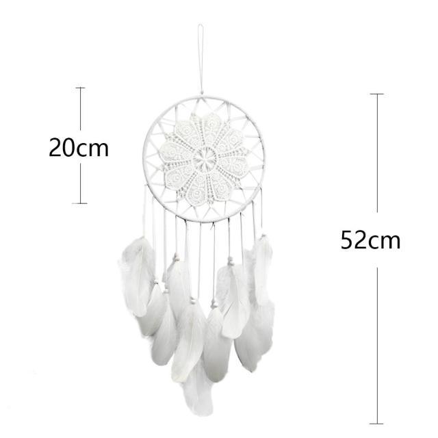 Romantic Dream Catcher Tree of Life Brown Native Handmade Traditional Dream Catcher Yin Yang 50" Long Home Decoration Feather Dream-catcher For Bedroom Wall Hanging Home Decor Wedding Party Blessing Gift