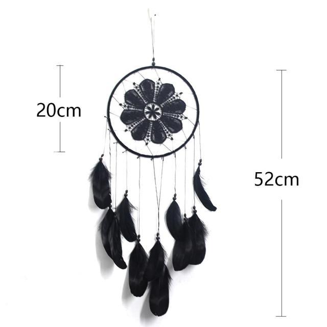 Romantic Dream Catcher Tree of Life Brown Native Handmade Traditional Dream Catcher Yin Yang 50" Long Home Decoration Feather Dream-catcher For Bedroom Wall Hanging Home Decor Wedding Party Blessing Gift