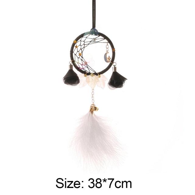 Romantic Dream Catcher Tree of Life Brown Native Handmade Traditional Dream Catcher Yin Yang 50" Long Home Decoration Feather Dream-catcher For Bedroom Wall Hanging Home Decor Wedding Party Blessing Gift