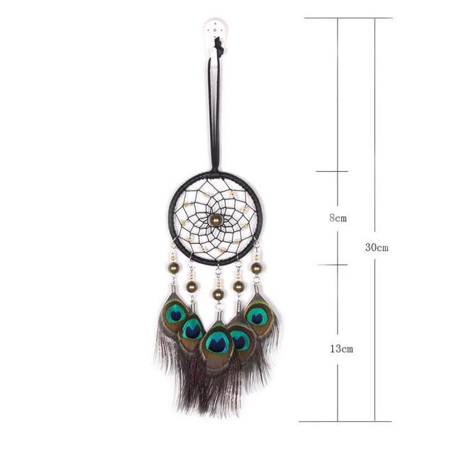 Romantic Dream Catcher Tree of Life Brown Native Handmade Traditional Dream Catcher Yin Yang 50" Long Home Decoration Feather Dream-catcher For Bedroom Wall Hanging Home Decor Wedding Party Blessing Gift