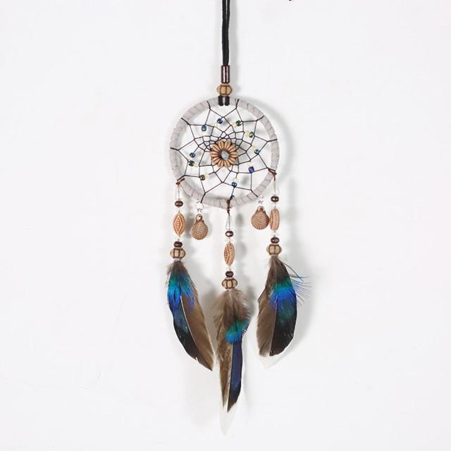Romantic Dream Catcher Tree of Life Brown Native Handmade Traditional Dream Catcher Yin Yang 50" Long Home Decoration Feather Dream-catcher For Bedroom Wall Hanging Home Decor Wedding Party Blessing Gift