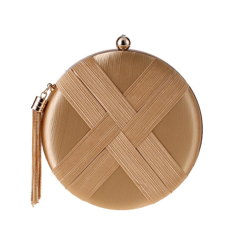 Round Evening Clutch Handbag with Braided Accent (MAC287)