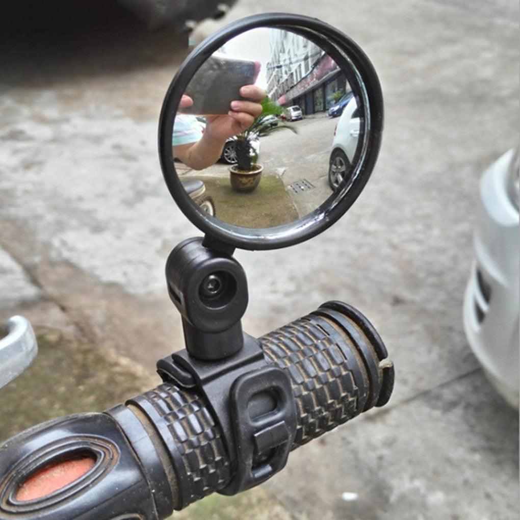 Round Universal Bicycle Rearview Mirror Handlebar Adjustable Rotate Wide-Angle Convex Mirror 360 Rotatable Handlebar Bike Rearview Mirrors Acrylic Shockproof Convex Mirror For Bike Handlebar