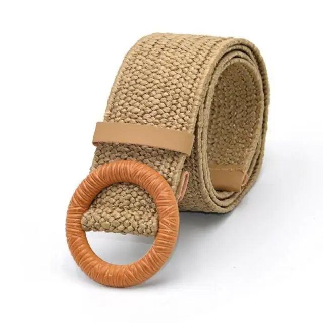 Round Wooden Smooth Buckle Waistbands For Women Vintage Design Skinny Dress Belt Charming Gift For Ladies