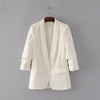 Ruched Sleeve Blazer | Three-Quarter Sleeve Longline Jacket (MS241)