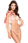 Sheer Pink Teddy with Satin Bow