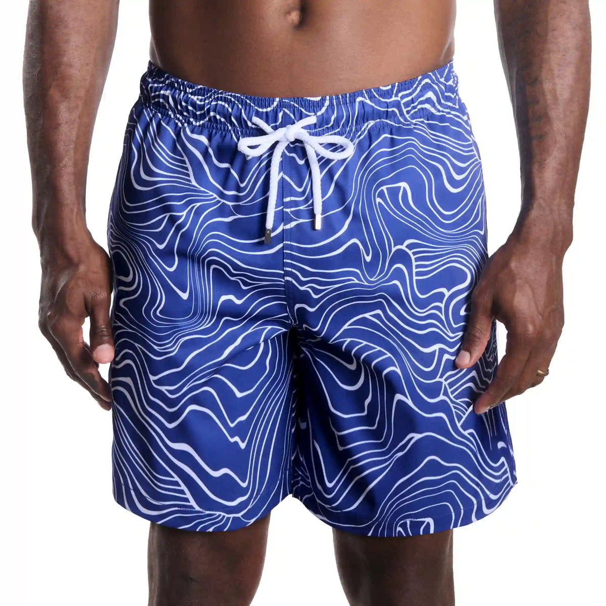 Men’s Premium Compression-Lined Hybrid Shorts – Sand Waves-Harbor and Surf