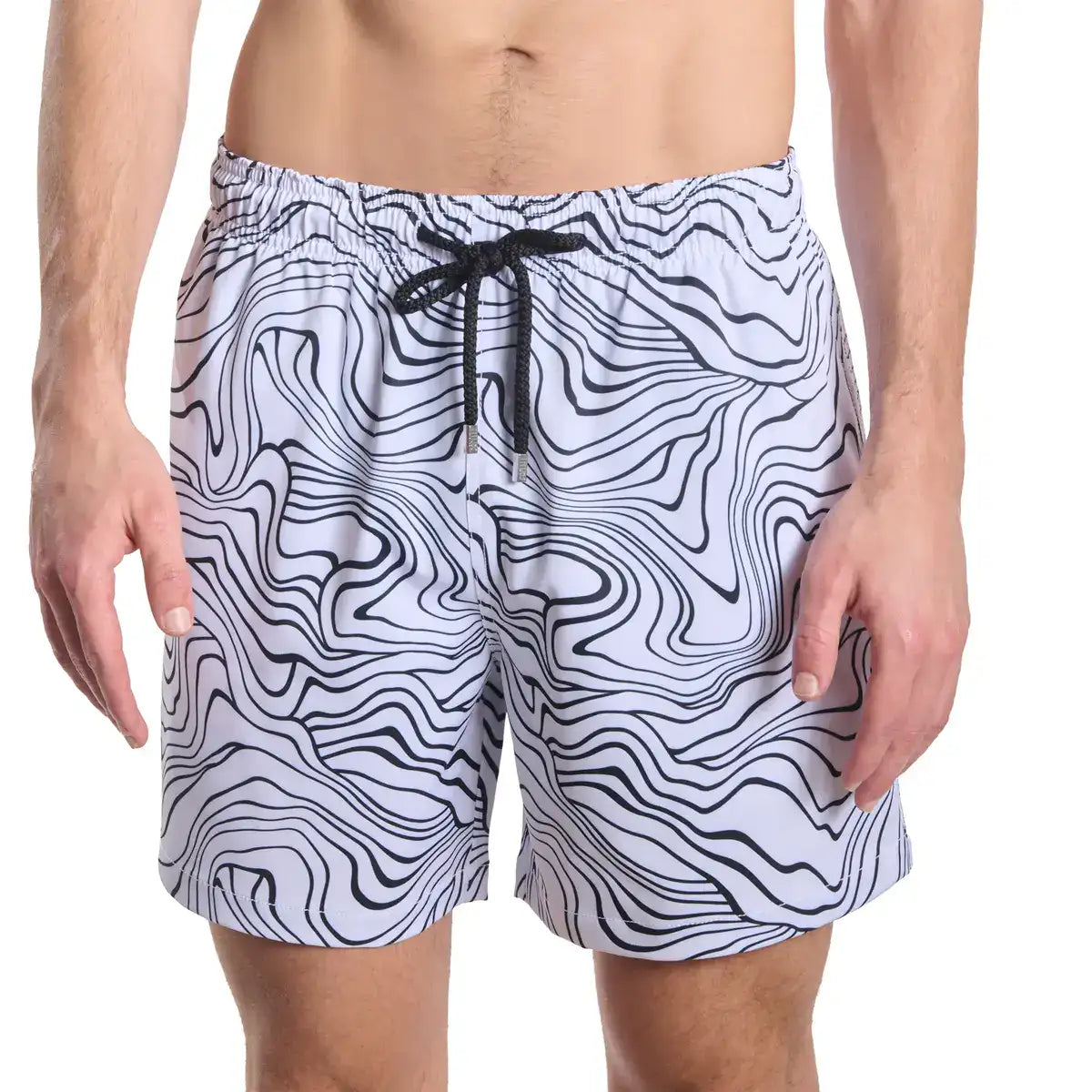 Men’s Premium Compression-Lined Hybrid Shorts – Sand Waves-Surf and Storm