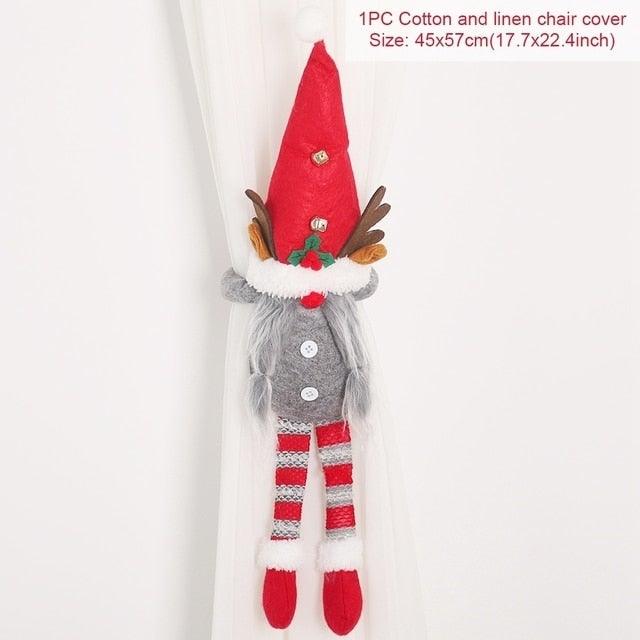Santa Claus Elk Christmas Curtain Decor Merry Christmas Decor For Home Christmas Ornaments Gift Curtain Tieback Santa Curtain Buckle Tieback Curtain Holder Fastener Doll Wine Bottle Topper for Home Window Decorations
