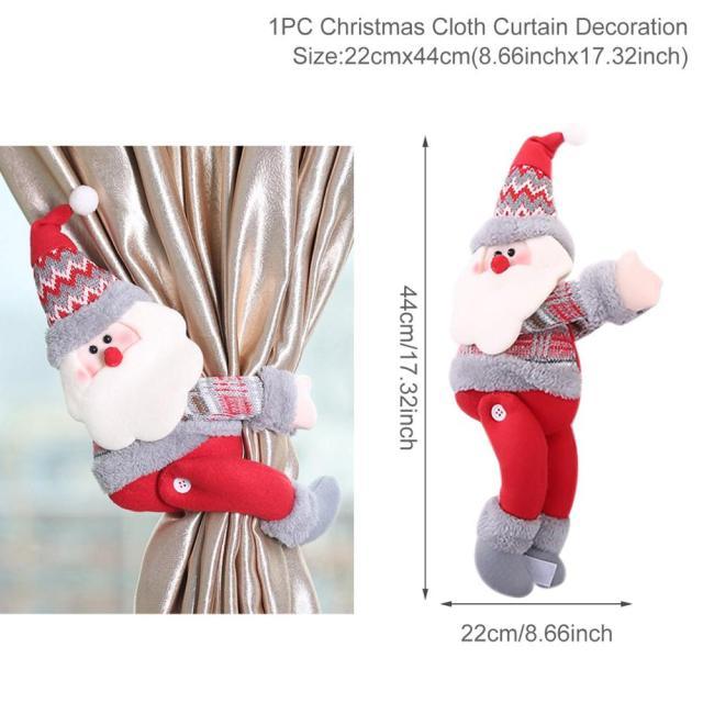 Santa Claus Elk Christmas Curtain Decor Merry Christmas Decor For Home Christmas Ornaments Gift Curtain Tieback Santa Curtain Buckle Tieback Curtain Holder Fastener Doll Wine Bottle Topper for Home Window Decorations