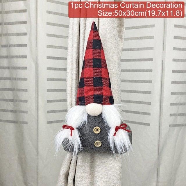 Santa Claus Elk Christmas Curtain Decor Merry Christmas Decor For Home Christmas Ornaments Gift Curtain Tieback Santa Curtain Buckle Tieback Curtain Holder Fastener Doll Wine Bottle Topper for Home Window Decorations
