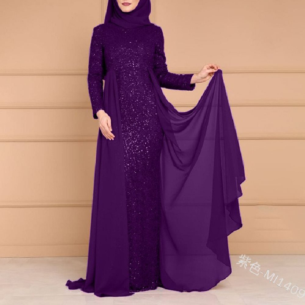 Sequin Gown Long Sleeve Fitted Maxi Dress(MS235)
