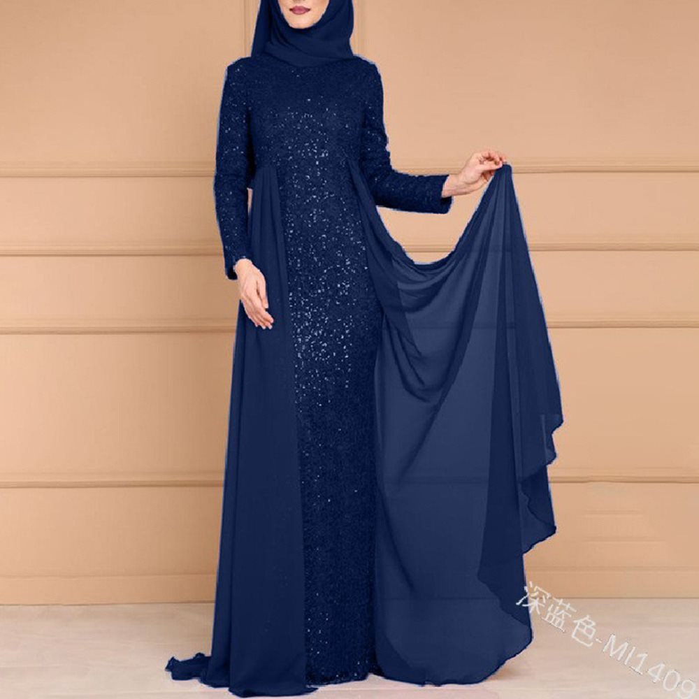 Sequin Gown Long Sleeve Fitted Maxi Dress(MS235)